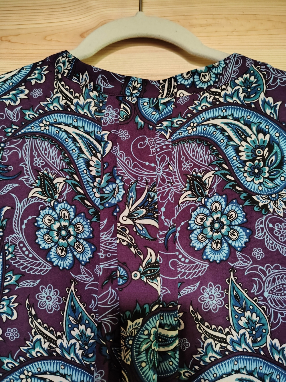 NEW 41 Hawthorn Trina Top Purple Paisley Floral M Bell Tie Sleeve Pleat Back - Picture 5 of 9
